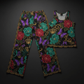 TITAN Crown Edition Tattoo Art Women's Lounge Matching Set - bold colorful tattoo artwork on matte black fabric