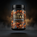 TITAN Pea Protein Powder — Toffee Almond, Crown Edition tattoo-style artwork