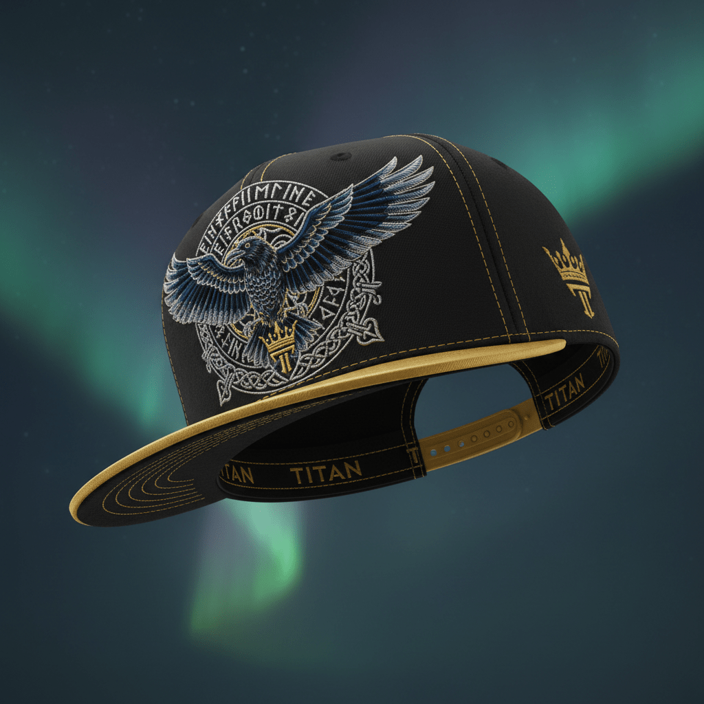 TITAN Elite Snapback Cap Black & Gold — Norse Viking Ravens Edition