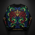 TITAN Crown Edition Tattoo Art Men's Lounge Crewneck - bold colorful tattoo artwork on matte black fabric