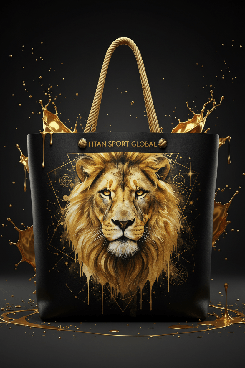 TITAN Gold Watercolor Lion Portrait Tote Bag