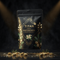 TITAN Organic Pistachios Roasted & Lightly Salted — ultra-premium luxury editorial product shot