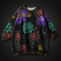 TITAN Crown Edition Tattoo Art Women's Lounge Sherpa Pullover - bold galaxy lotus tattoo artwork on matte black sherpa