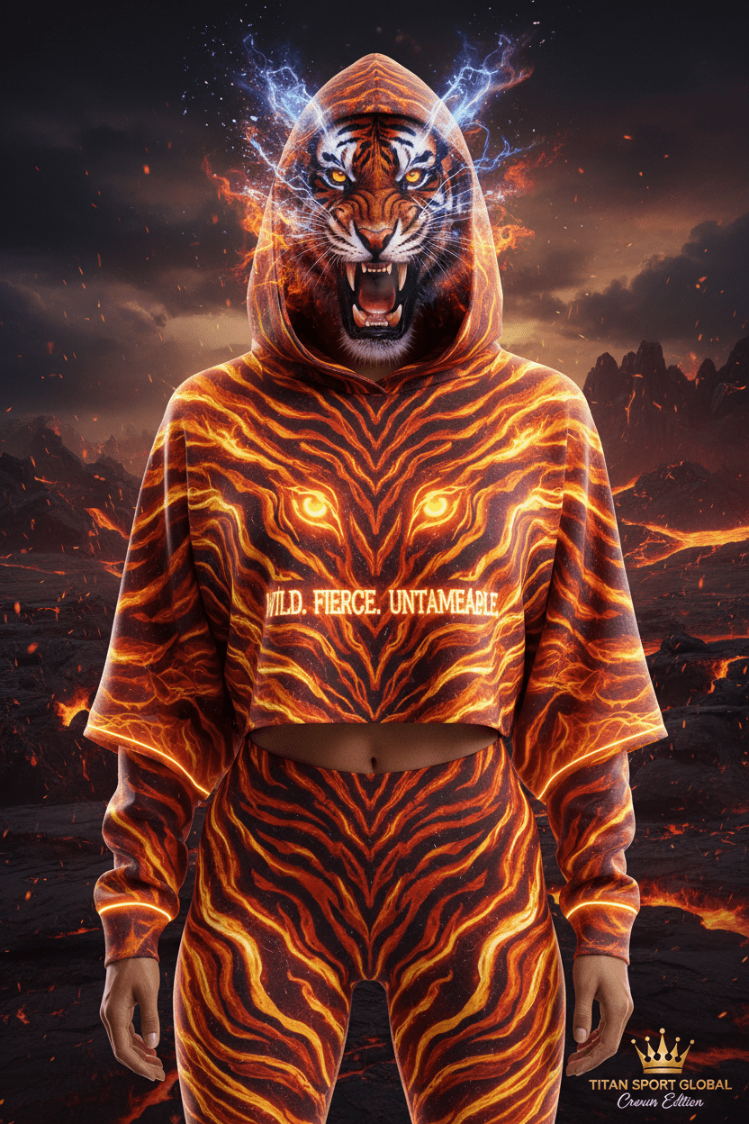 Tiger Stripe Crop Hoodie — Women's Warrior Drop
