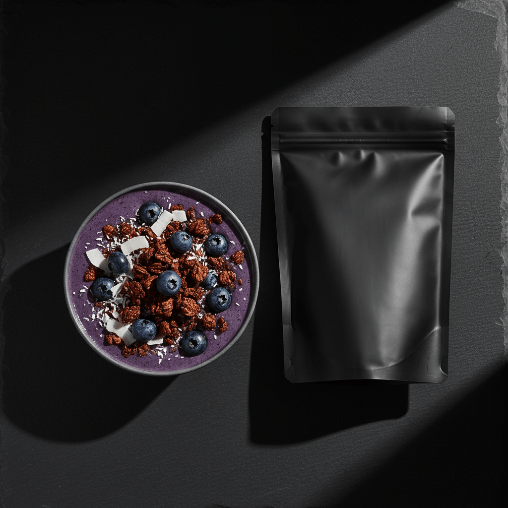 TITAN Protein Smoothie Bowl Mix – Acai Blueberry, premium product photography