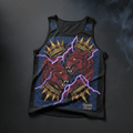 TITAN Crown Edition Tattoo Art Men's Lounge Tank Top - bold wolf tribe tattoo artwork on matte black pima cotton