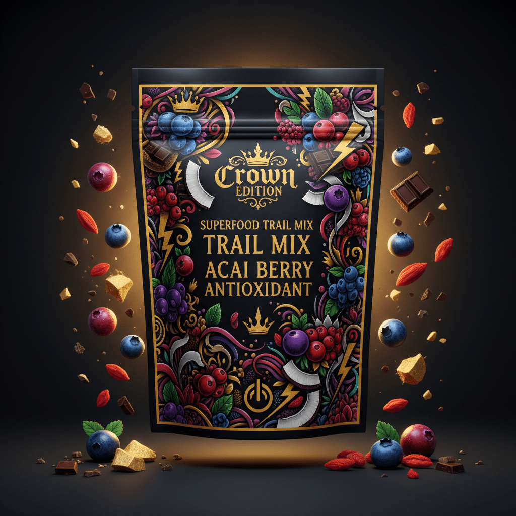 TITAN Acai Berry Antioxidant Trail Mix — Crown Edition bold tattoo-style artwork