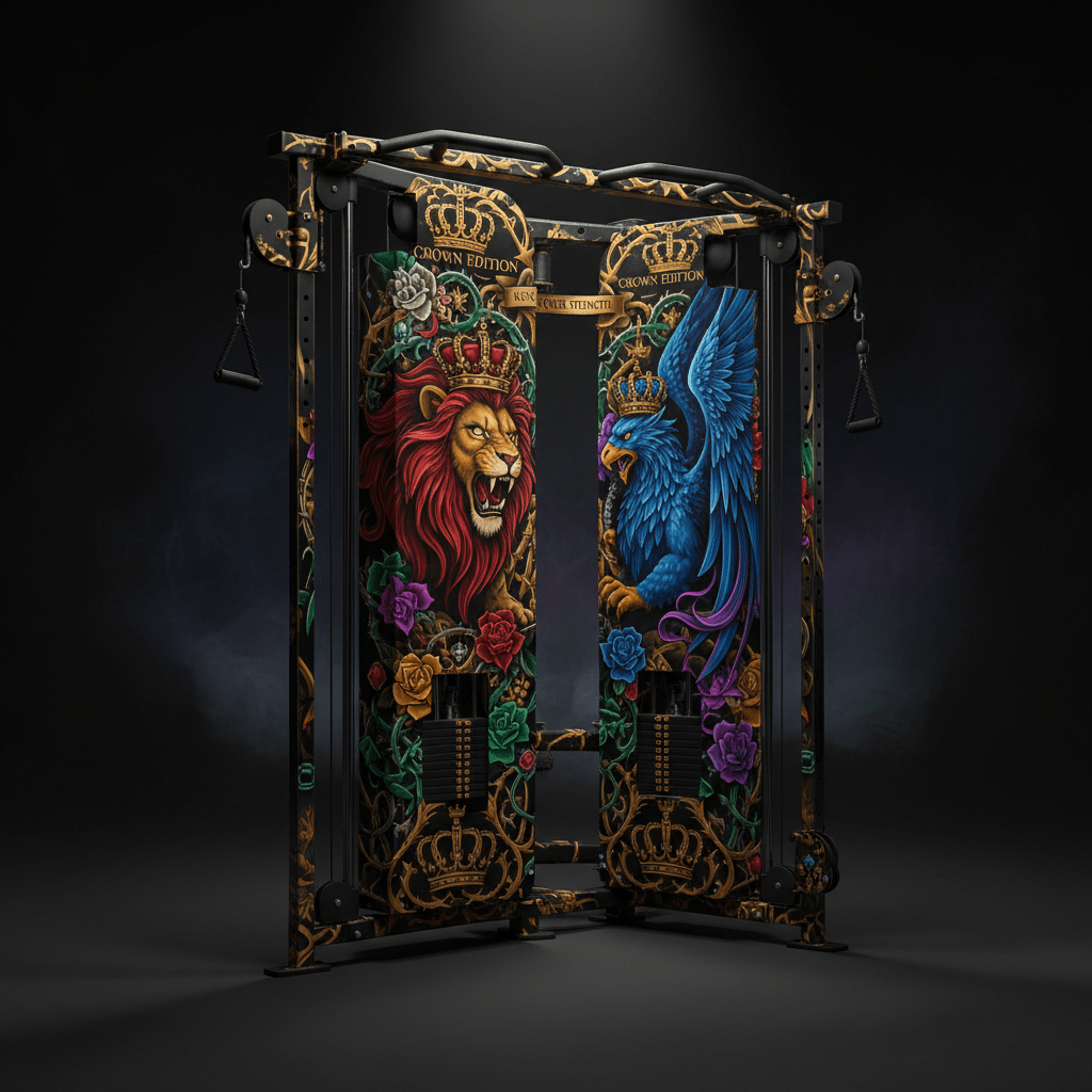 TITAN Crown Edition Dual Pulley Cable Machine — Crown Edition matte black and gold