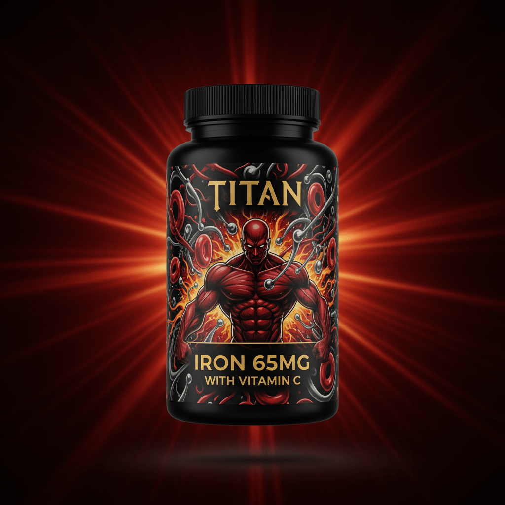 TITAN Iron 65mg with Vitamin C supplement bottle