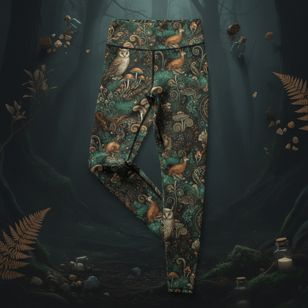 TITAN Women's High-Waist Leggings — Forest Spirit enchanting emerald and gold design