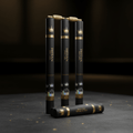 TITAN Crown Edition Cricket Stumps Bails Set Matte Black Gold