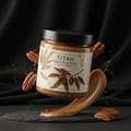 TITAN Organic Pecan Butter Smooth & Natural — ultra-premium luxury editorial product shot