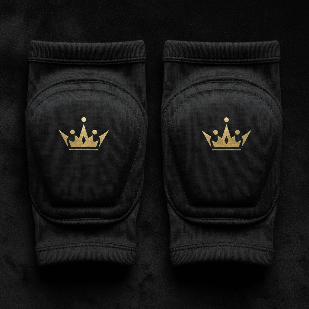 TITAN Volleyball Knee Pad Sleeves Crown Edition matte black gold crown logo integrated foam padding compression pair