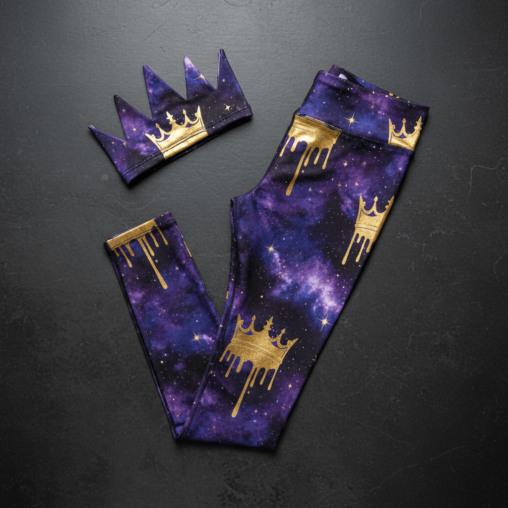 TITAN Kids Galaxy Crown Leggings flat lay