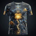 TITAN Men's Tee — Master Number 22 navy gold sacred geometry master builder design