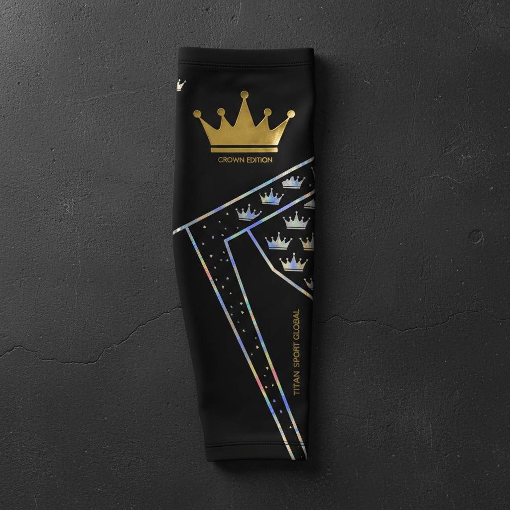 TITAN Crown Edition Baseball Compression Arm Sleeve Matte Black Gold
