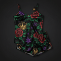 TITAN Crown Edition Tattoo Art Women's Lounge Cami Set - bold colorful tattoo artwork on matte black satin fabric