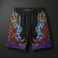 TITAN Crown Edition Tattoo Art Men's Lounge Jogger Shorts - bold colorful tattoo artwork on matte black fabric