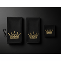 TITAN Golf Towel Set Crown Edition 3-piece matte black microfiber gold crown embroidery carabiner clip