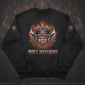TITAN Built Different Heavyweight Crewneck Warrior Flame Crown blood orange chrome streetwear