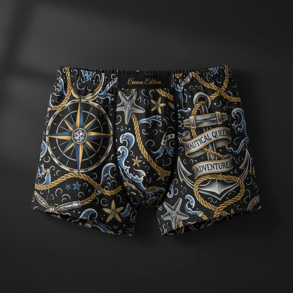 TITAN Women's Cozy Boxer Shorts Nautical Queen Crown Edition