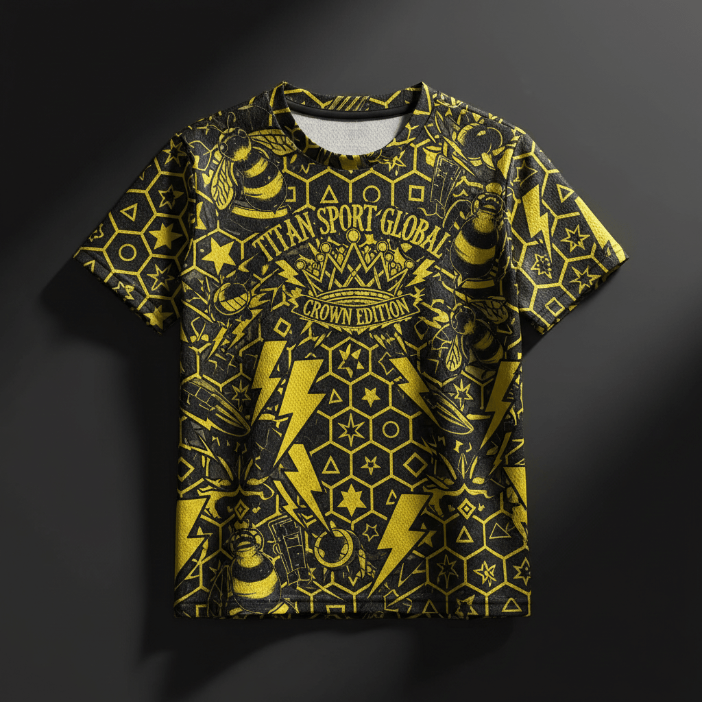 TITAN Crown Edition Kids Golden Sting Athletic Tee — Electric Yellow & Black