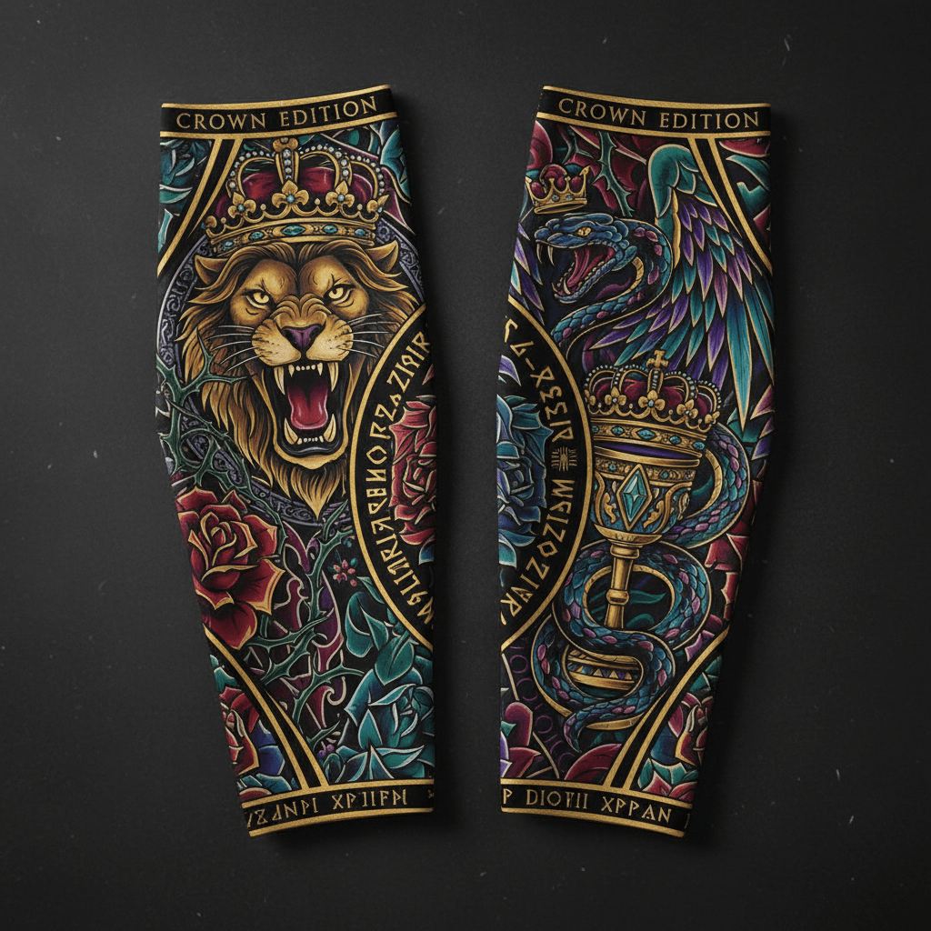 TITAN Crown Edition Tattoo Art Compression Calf Sleeves