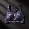 TITAN Crown Edition Moonwolf Sports Bra — Midnight Purple & Silver tattoo artwork