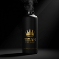 TITAN Pool Water Bottle Blackout Crown — matte black with gold crown logo