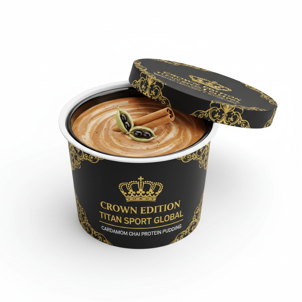 Crown Edition Cardamom Chai Protein Pudding Cup — matte black Crown Edition cup