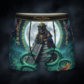 TITAN Mayan Jaguar Priestess Women's Cozy Boxer Shorts Crown Edition — jaguar in Mayan priestess robes anime art on matte black