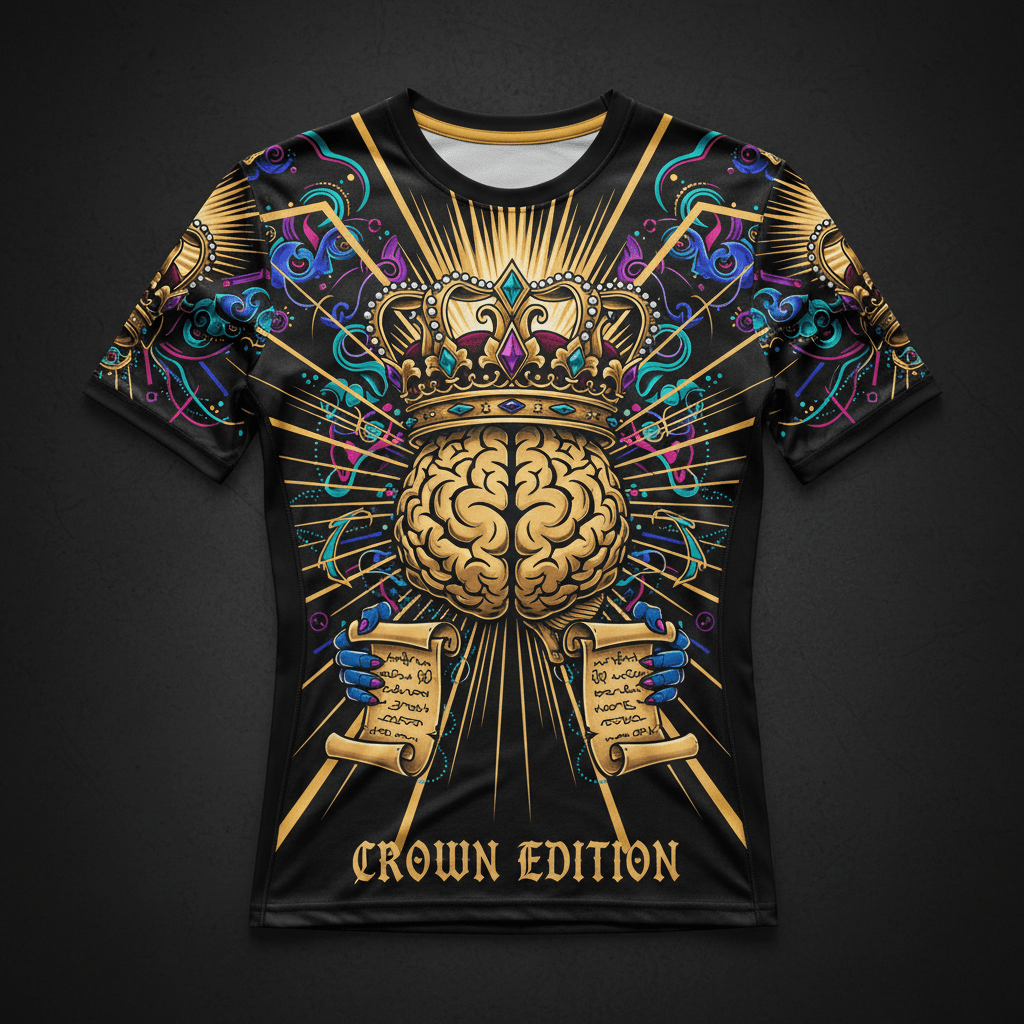 Renewed Mind Men's Compression Shirt — TITAN Crown Edition tattoo artwork