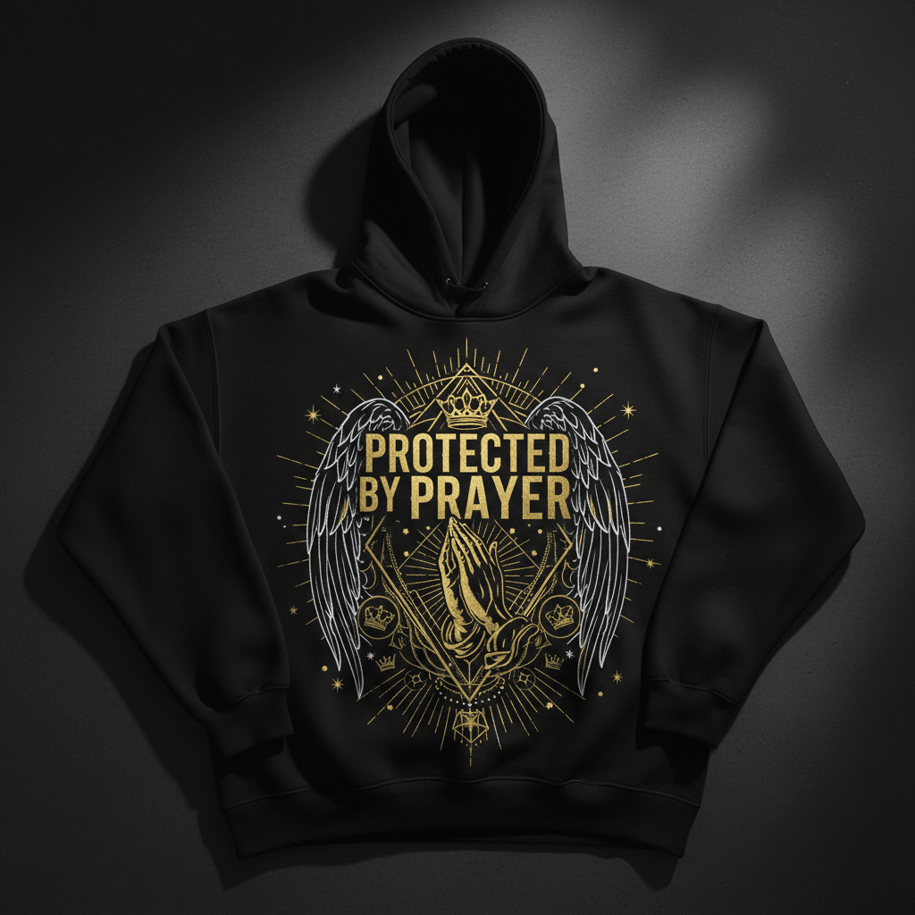 TITAN Women's Hoodie Protected By Prayer Crown Edition flat lay