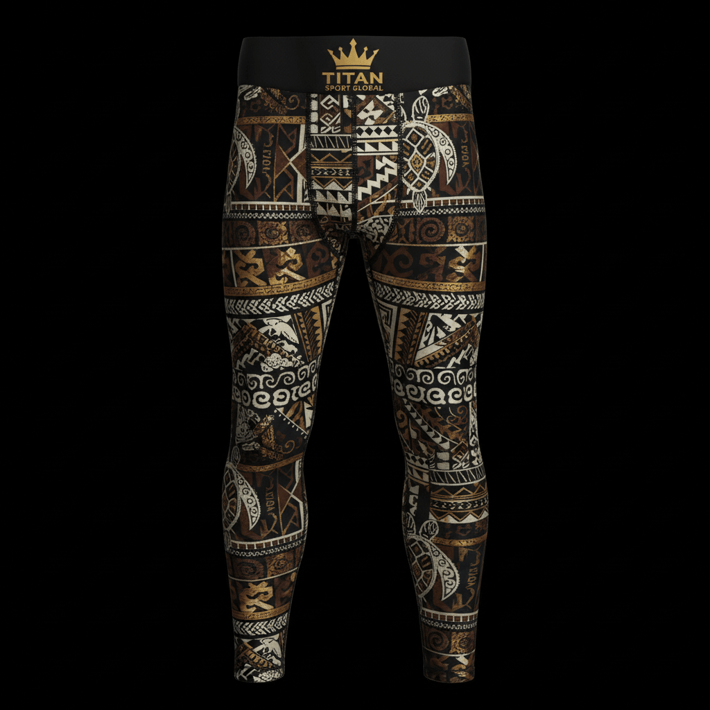 TITAN Polynesian Tapa Cloth Compression Tights Crown Edition