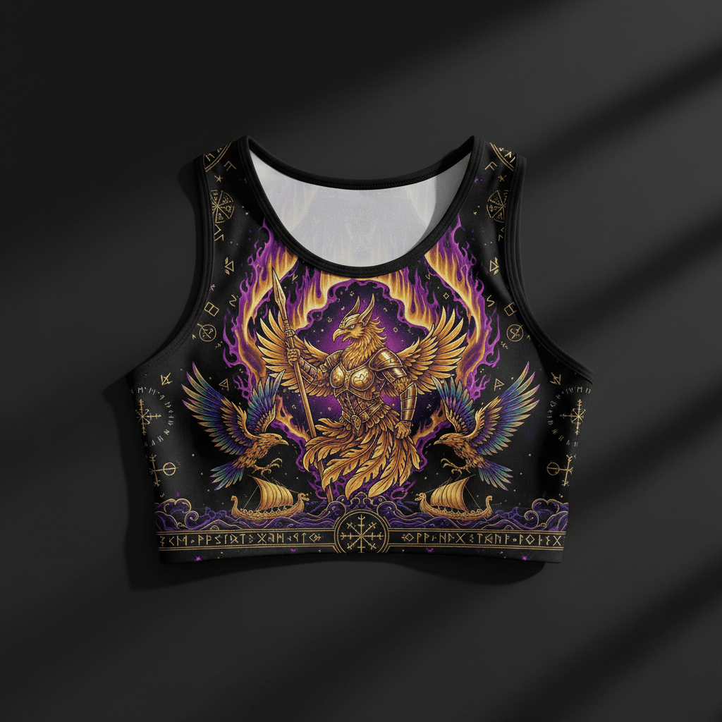 TITAN Valkyrie Phoenix Women's Crop Top — Crown Edition flat lay