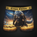 TITAN Mongolian Khan Wolf Men's Boxer Briefs Crown Edition — wolf in Mongolian Khan armor anime art on matte black