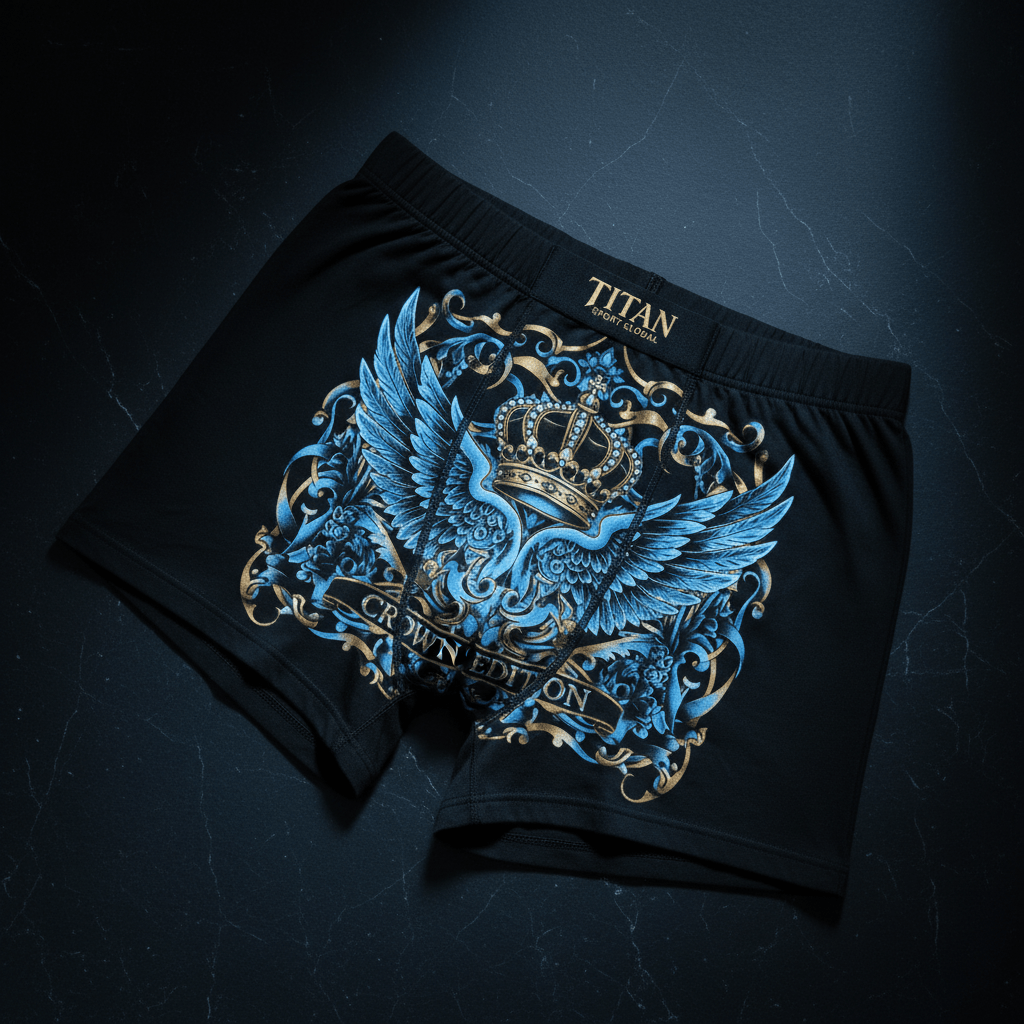 TITAN Women's Cozy Boxer Shorts Crown Edition Sky Blue Gold