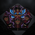 TITAN Crown Edition Tattoo Art Men's Lounge Zip-Up Sweatshirt - bold colorful tattoo artwork on matte black fleece