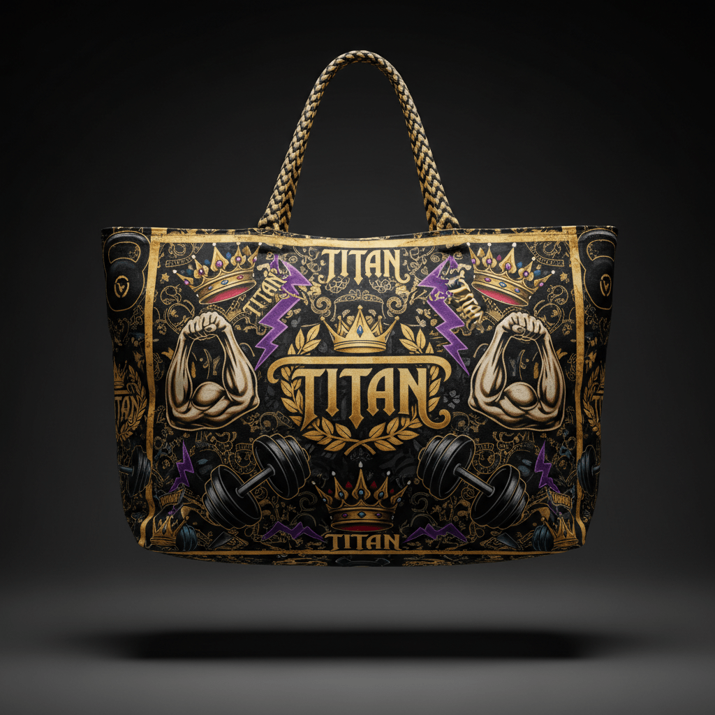 TITAN Athlete Tote Bag — Crown Edition bold tattoo-style artwork