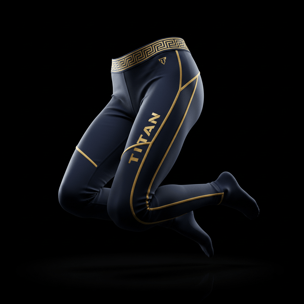 TITAN compression leggings in navy blue with gold trim - elite edition