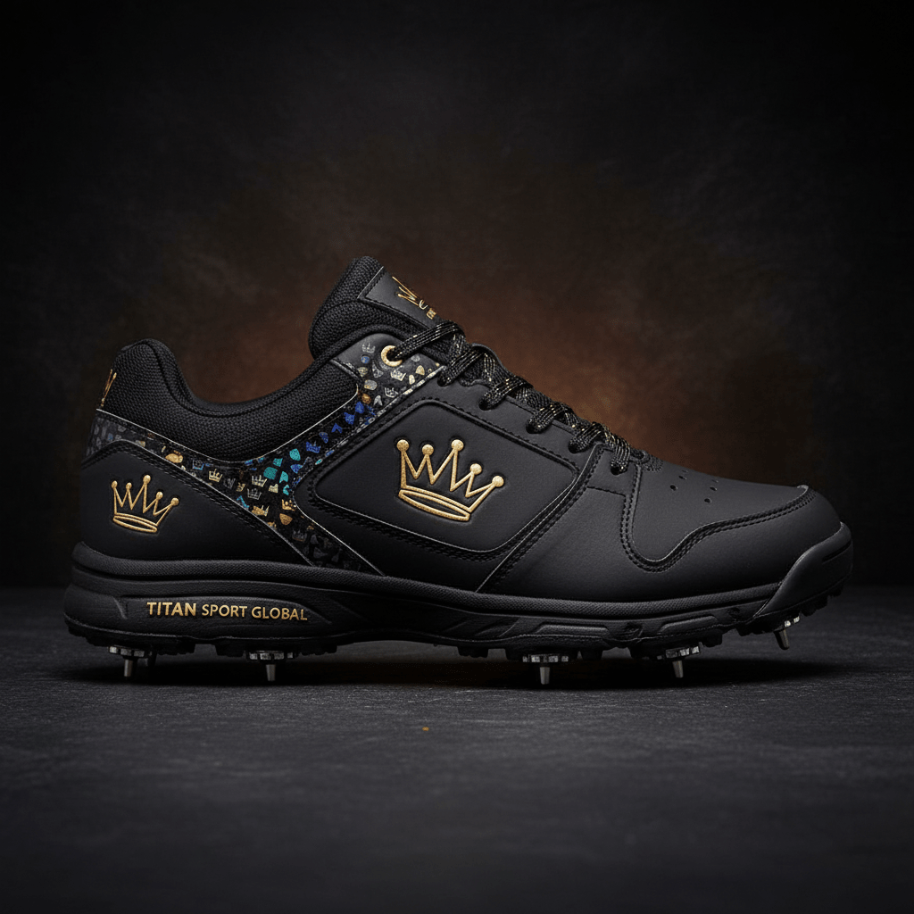 TITAN Crown Edition Cricket Spike Shoes Matte Black Gold