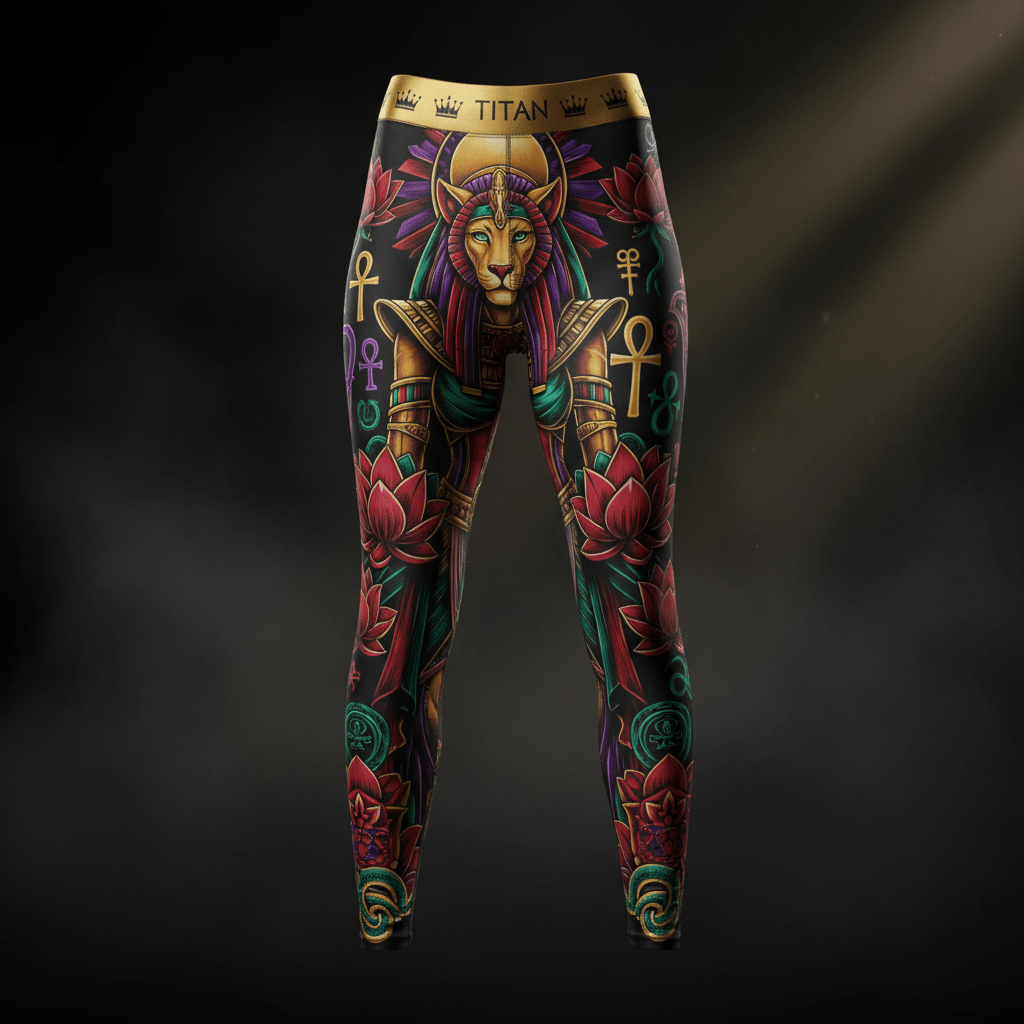TITAN Plus Women's Sekhmet Lioness Warrior Leggings — Spiritual Crown Edition sizes 1X–5X