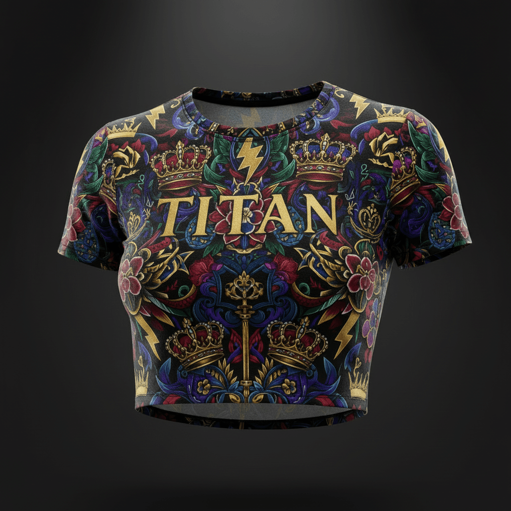TITAN Women's Fitted Crop Tee Crown Edition - Chest Detail