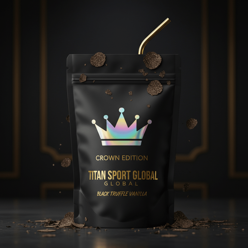 Crown Edition Protein Shake Pouch Black Truffle Vanilla — holographic Crown Edition pouch