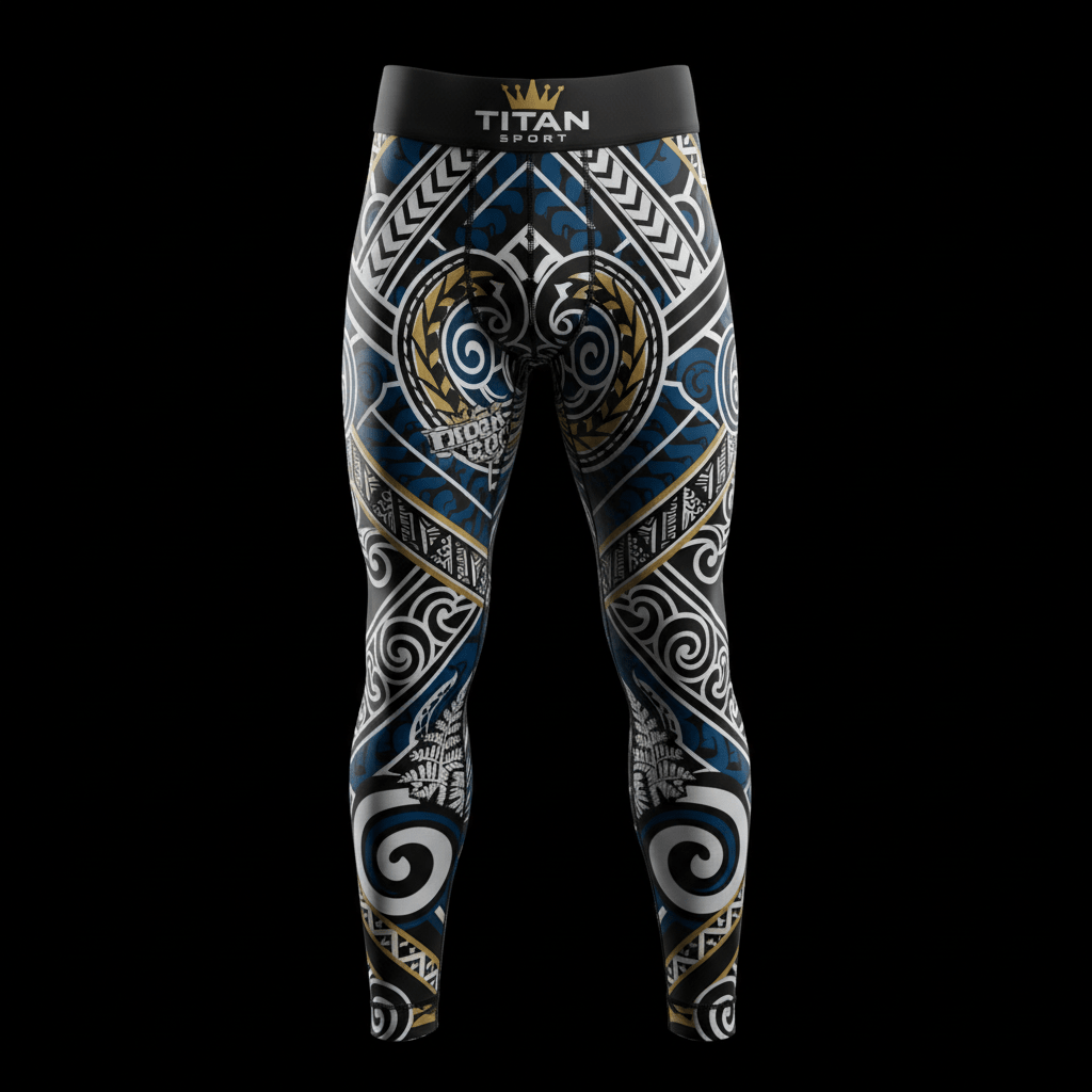 TITAN Maori Ocean Wave Compression Tights Crown Edition