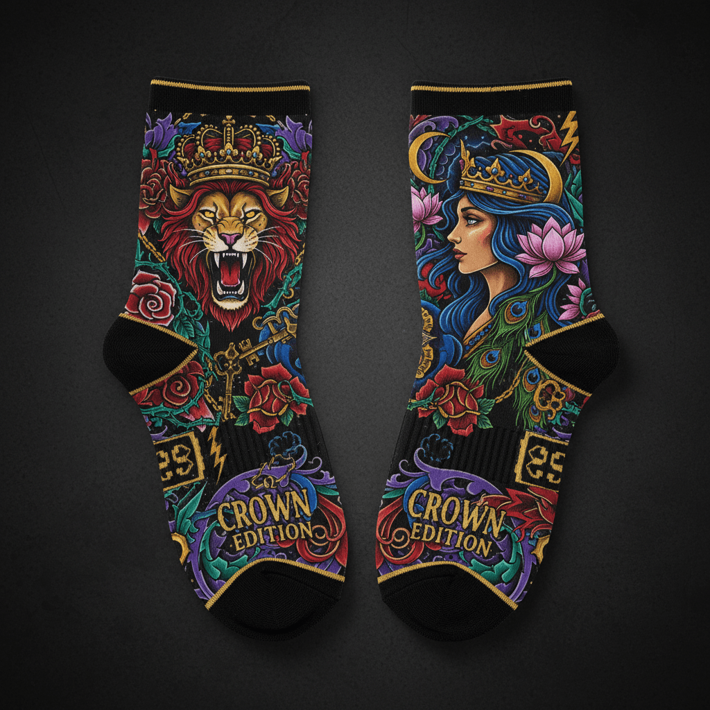 TITAN Crown Edition Tattoo Art No-Show Ankle Socks