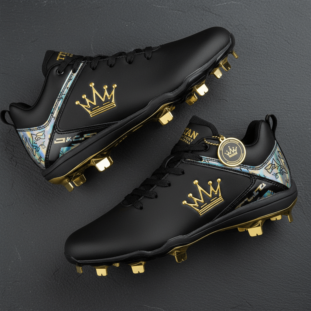 TITAN Crown Edition Baseball Cleats Matte Black Gold