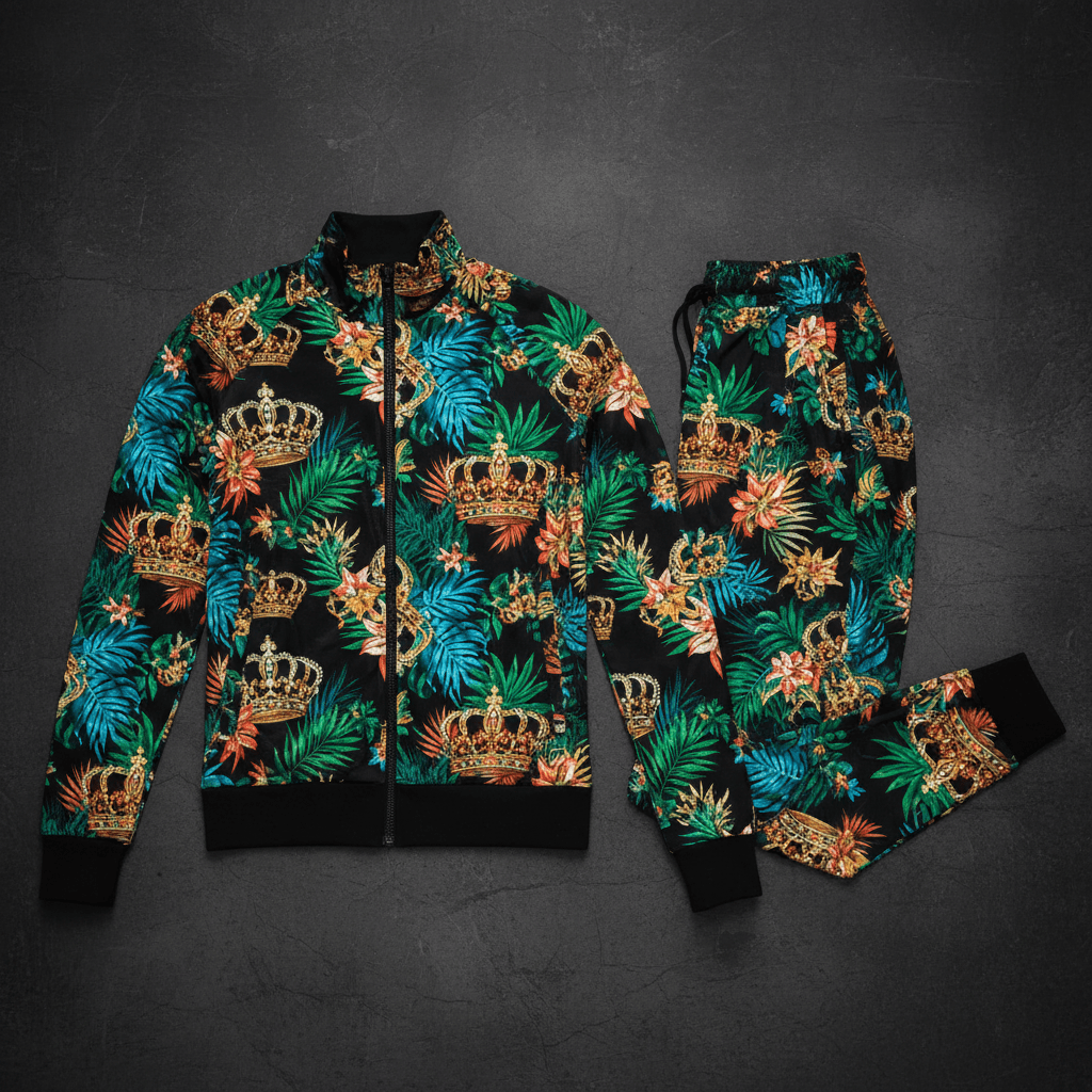 TITAN Women's Tropical Crown Tracksuit matching set flat lay