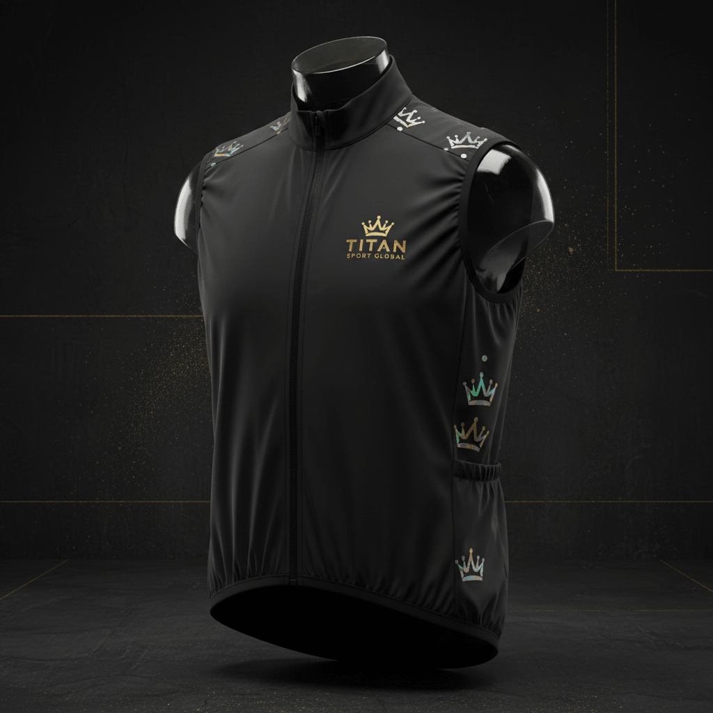 TITAN Crown Edition Cycling Gilet Wind Vest Matte Black Gold