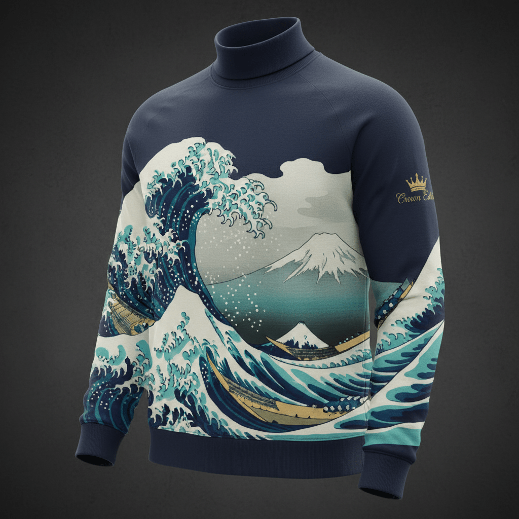 TITAN Japanese Ukiyo-e Crewneck Turtleneck — Hokusai Edition